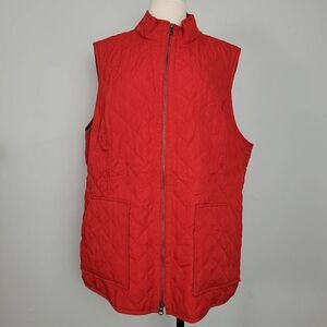 J. Jill Red Heritage Quilted Vest Sz 2X‎ Lightweight Sleeveless Full Zip Front